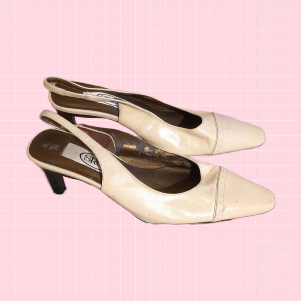 Vintage SRO Cream Slingback Heels